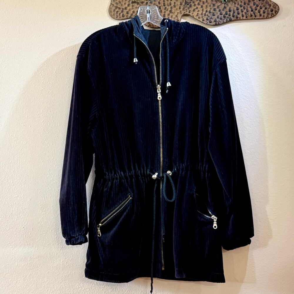 Current Seen reversible jacket Womens Small hooded velour corduroy outerwear